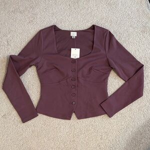 a new day Plum Ponte Long-sleeve Shirt